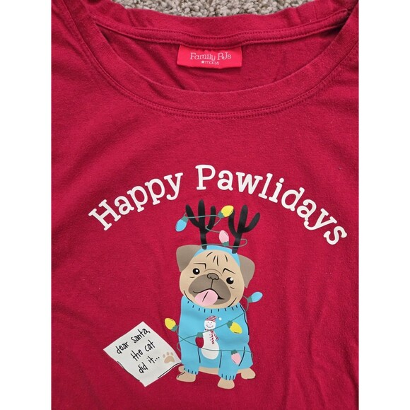 MACY'S FAMILY PJ'S Women's Happy Pawlidays Red Pajama Set Size Medium - Picture 4 of 11